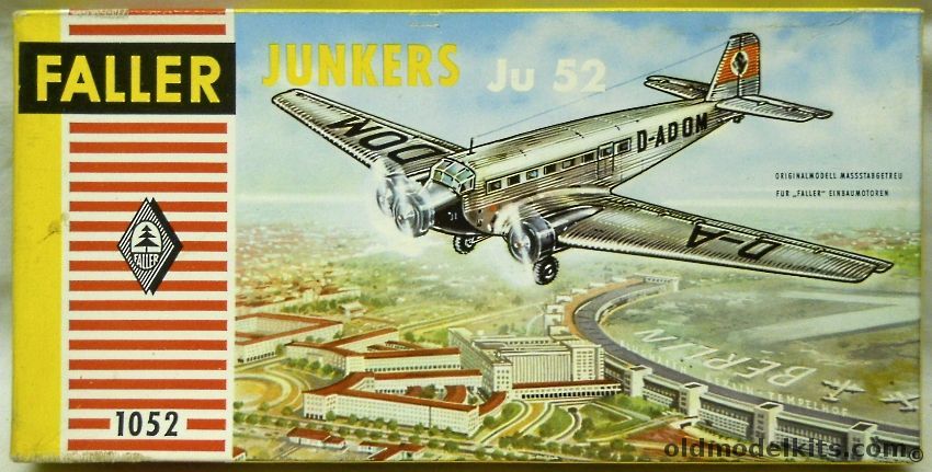 Faller 1/100 Junkers Ju-52 Motorized - Lufthansa / Luftwaffe / Ambulance, 1052 plastic model kit